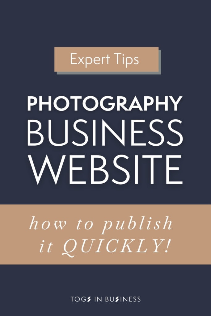 Pinterest graphic titled: Photography business website (how to publish it quickly)