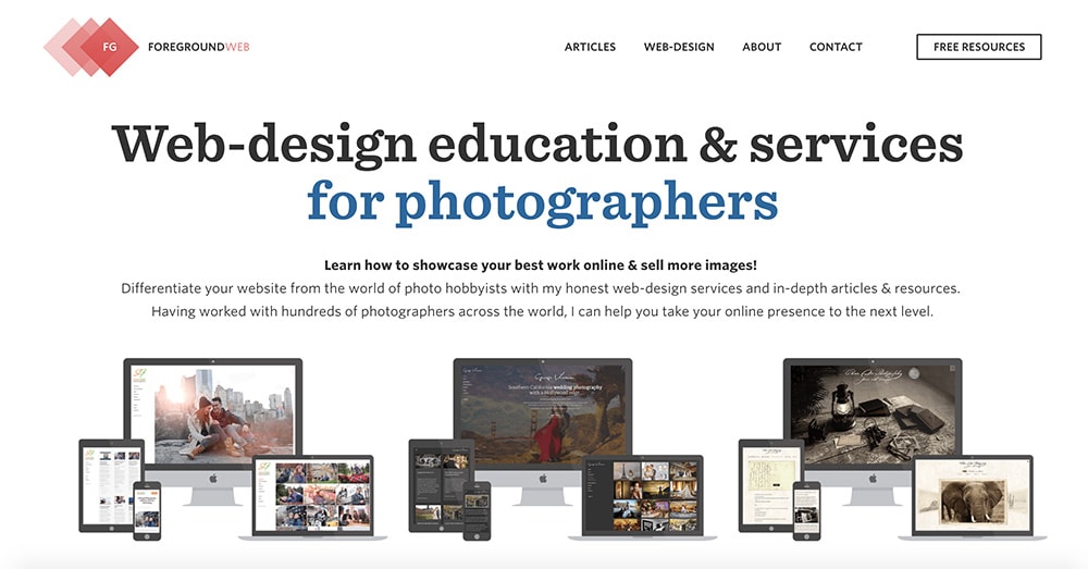 Photography website user experience