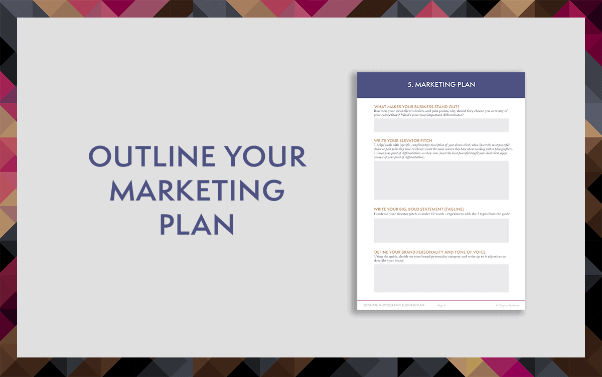 Photography business plan template - marketing plan section