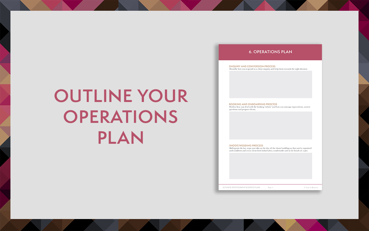 Photography business plan template - operations plan section