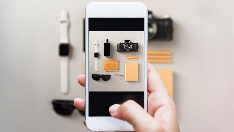 Content ideas for photographers example - taking a flat lay photograph with an iphone
